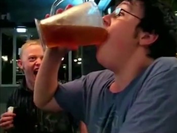 chugging beer